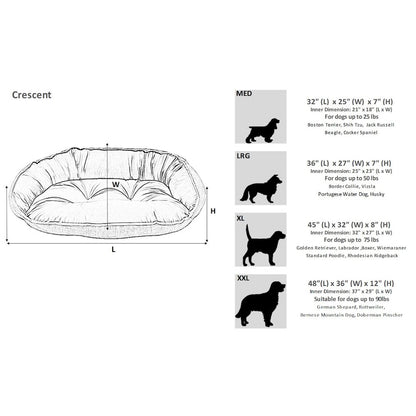 Crescent Bed For Dogs in Herringbone Fabric Finish Size - MED