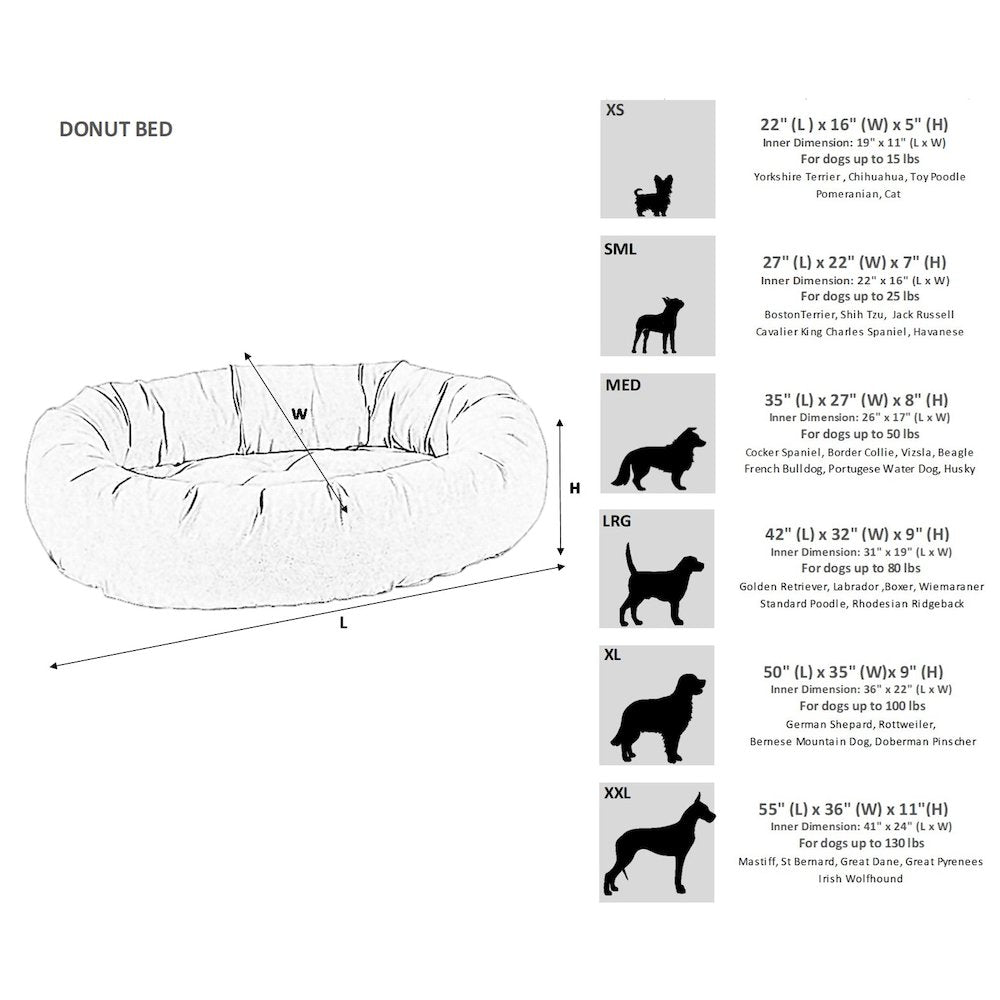 Donut Bed For Dogs in Diamondback Fabric Finish Size - MED