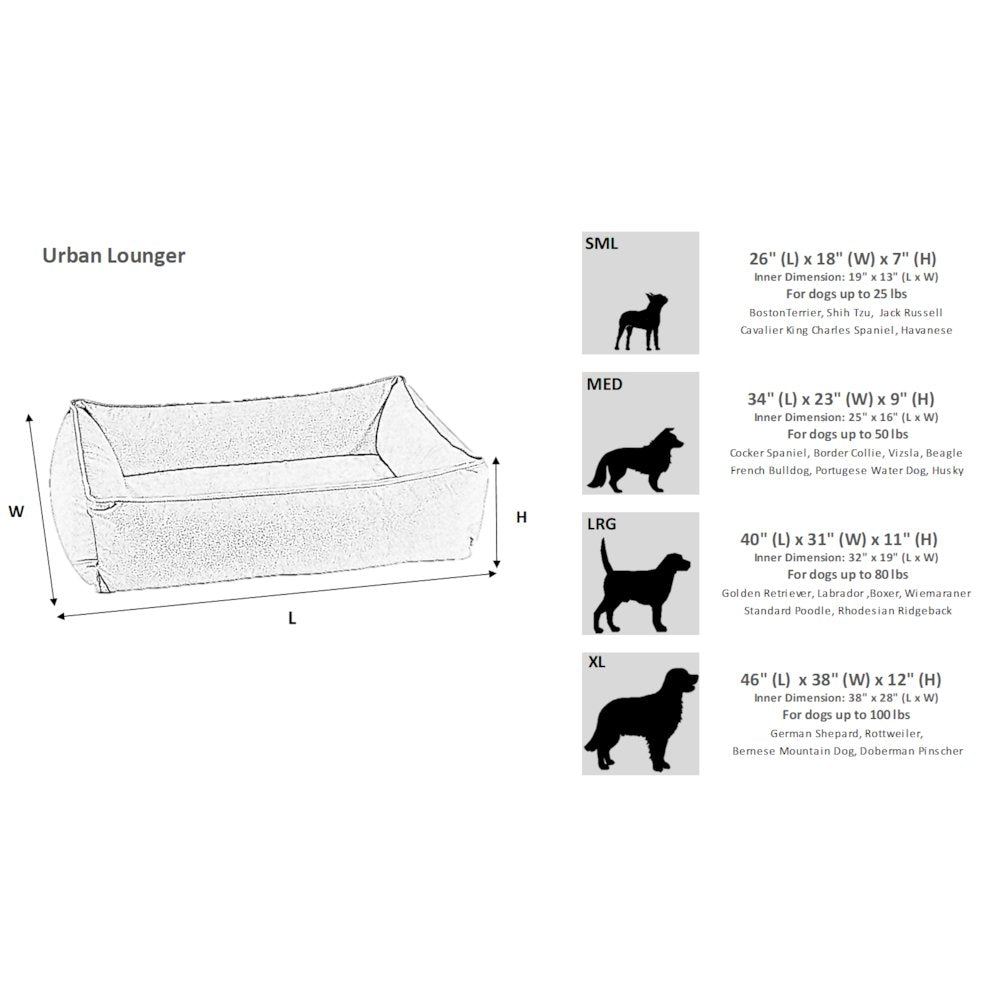 Urban Lounger Bed For Dogs in Storm Fabric Finish Size - MED