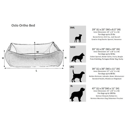 Oslo Ortho Bed For Dogs in Diamondback Fabric Finish Size - XL