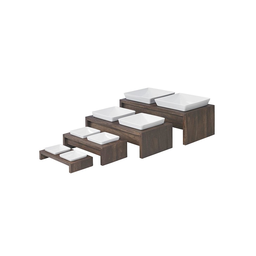 Artisan Wood Feeder - Double in Walnut Fabric Finish Size - SML
