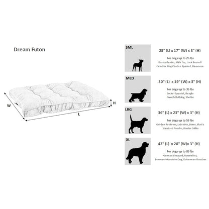 Dream FutonBed For Dogs in Winter White Fabric Finish Size - MED