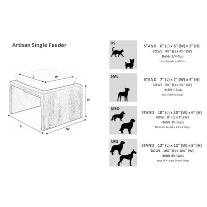 Artisan Wood Feeder - Single in Bamboo Fabric Finish Size - SML