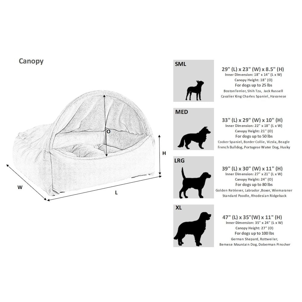Canopy Bed For Dogs in Winter White Fabric Finish Size - XL