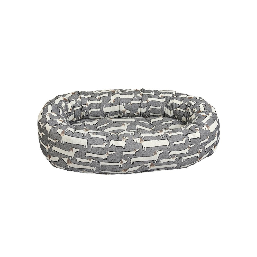 Donut Bed For Dogs in Dashing Dogs Fabric Finish Size - MED