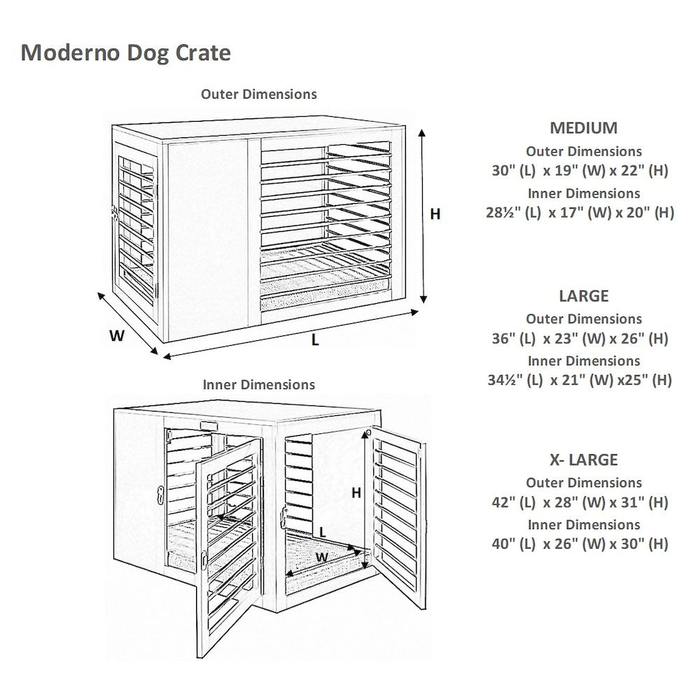 Moderno Crate Bed For Dogs in Grey Fabric Finish Size - LRG