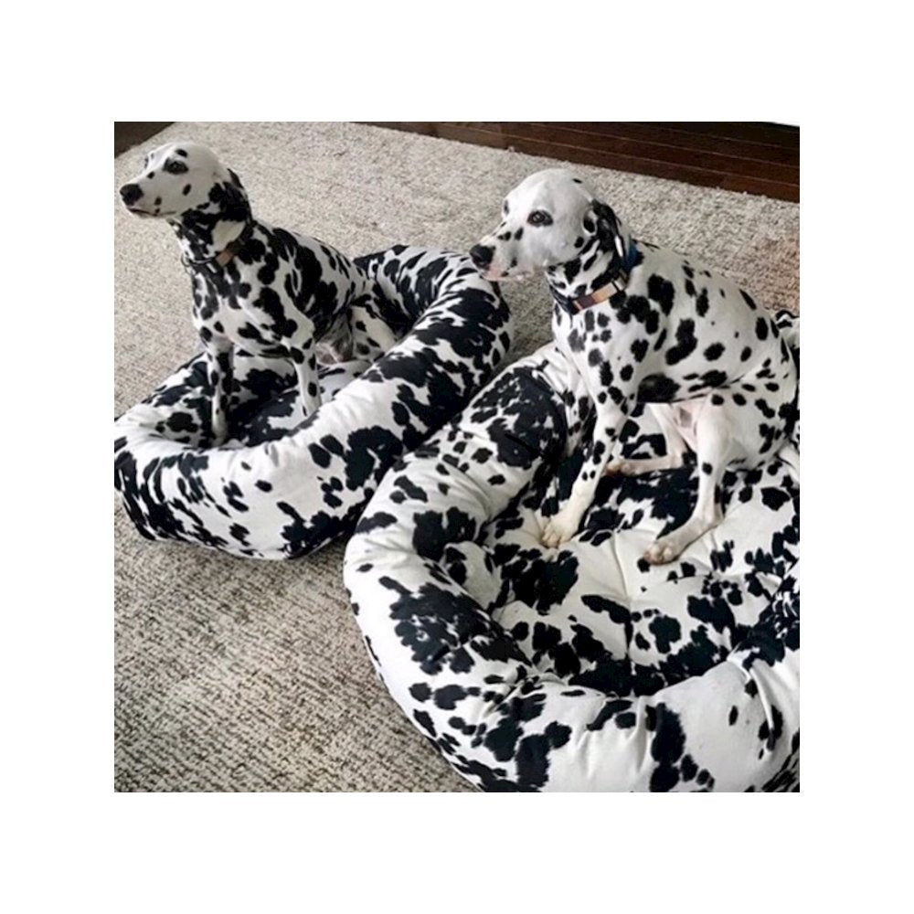 Donut Bed For Dogs in Dashing Dogs Fabric Finish Size - SML