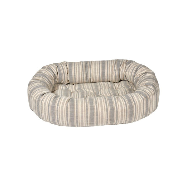 Donut Bed For Dogs in Harper Stripe Fabric Finish Size - MED