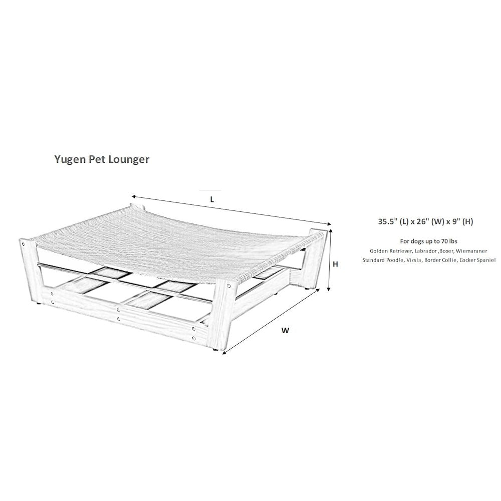 Yugen Pet Lounger Bed For Dogs in White Oak Fabric Finish Size - LRG