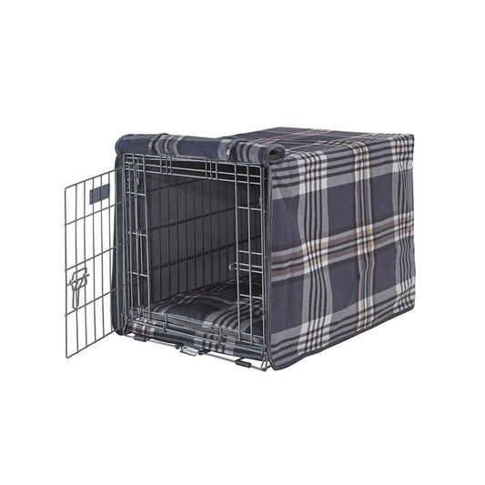 Crate Cover Bed For Dogs in Greystone Tartan Fabric Finish Size - XXL