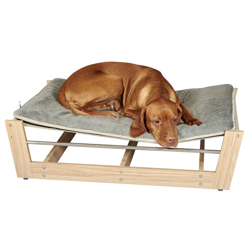 Yugen Pet Lounger Bed For Dogs in White Oak Fabric Finish Size - LRG