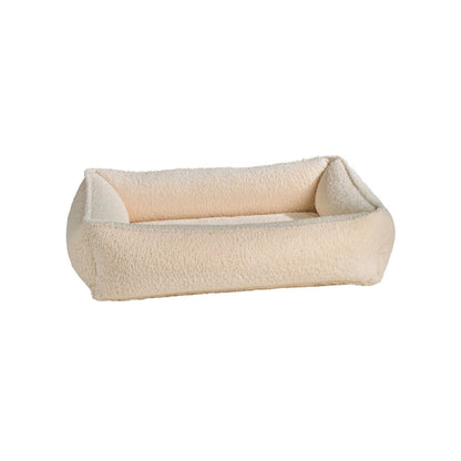 Urban Lounger Bed For Dogs in Ivory Sheepskin Fabric Finish Size - LRG