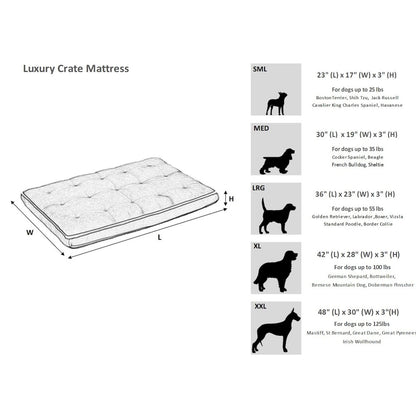 Luxury Crate Mattress For Dogs in Iron Mountain Fabric Finish Size - MED