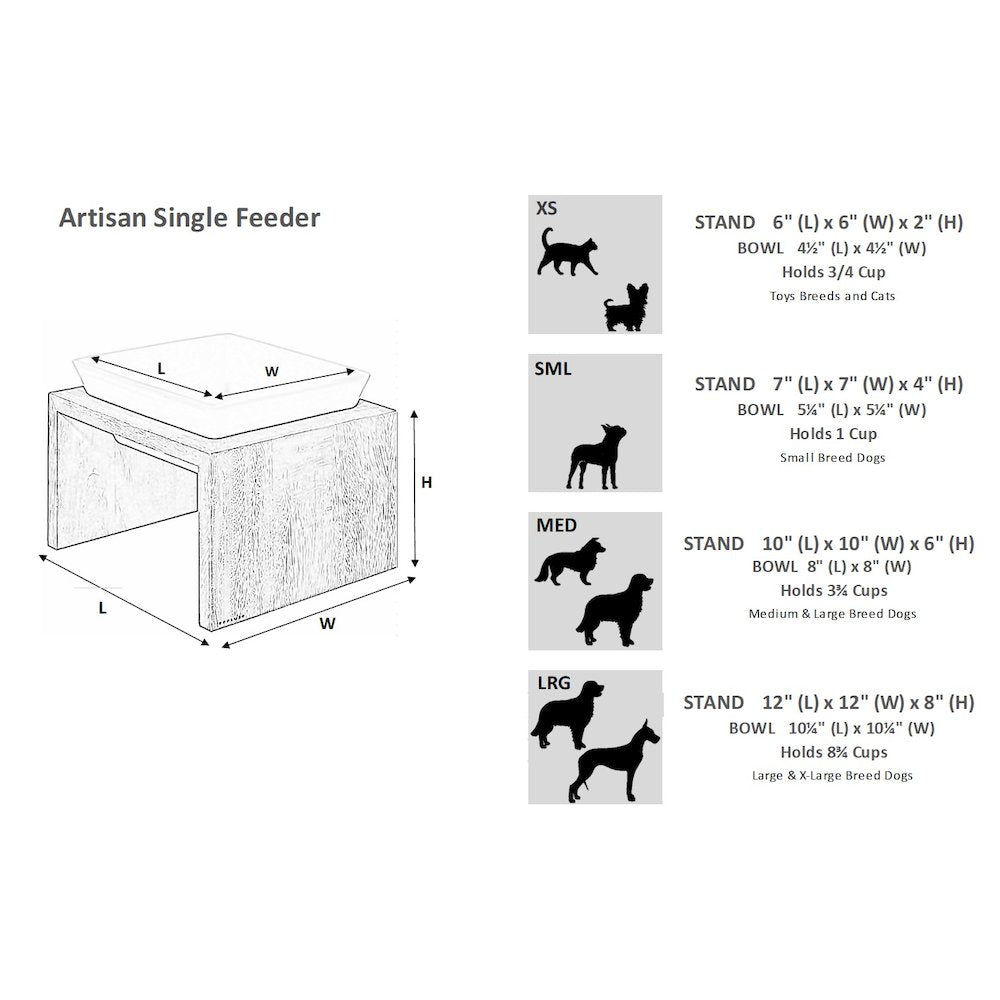 Artisan Wood Feeder - Single in Fossil Fabric Finish Size - MED