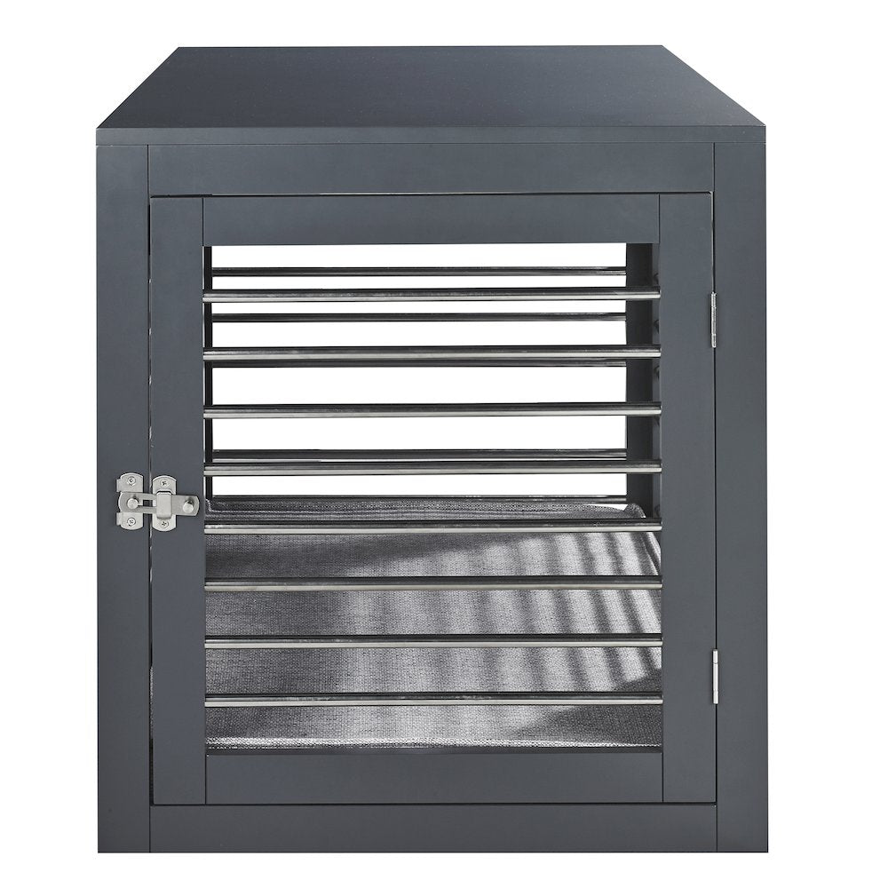 Moderno Crate Bed For Dogs in Grey Fabric Finish Size - LRG