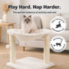 Baza XXL Jute 19.7" Cat Scratching Posts with Hammock & Hanging Cat Toy, Cream