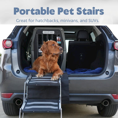 Heavy Duty Foldable 4 Step Pet Stairs, Lightweight Aluminum, Portable Pet Steps