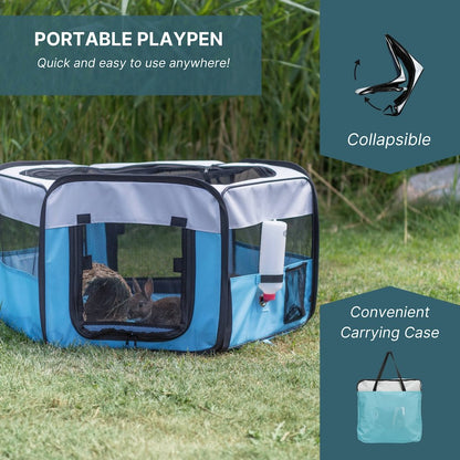 51 in. x 21.7 in. Large Soft-Sided Nylon Mobile Playpen, Turquoise
