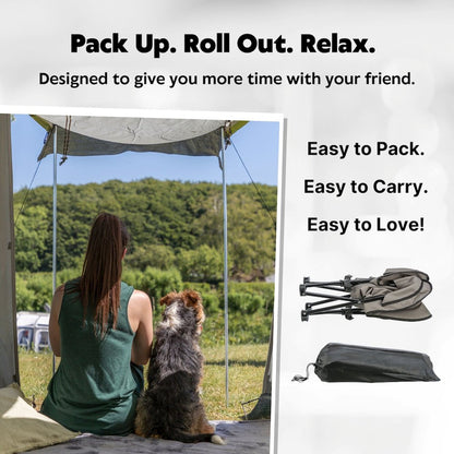 Elevated Camping Cot, Folding Dog Bed, Raised Travel Lounger for Medium Dogs