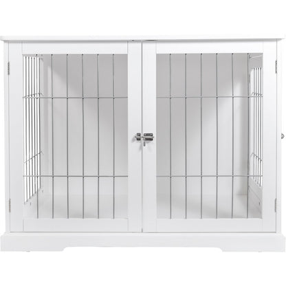 29.5" Dog Crate, Wooden Indoor Kennel Furniture for Small Dogs Up to 25 lb
