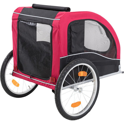 Foldable 2-in-1 Bicycle Trailer for Large Dogs with Windows, Black & Red