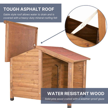natura Lodge Elevated Weatherproof Wooden Medium Outdoor Dog House
