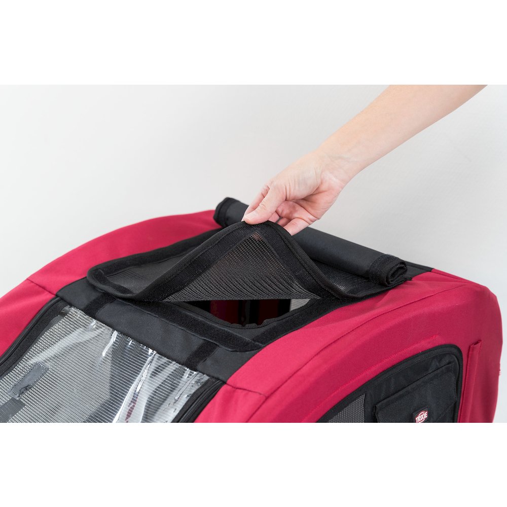 Foldable 2-in-1 Bicycle Trailer for Large Dogs with Windows, Black & Red