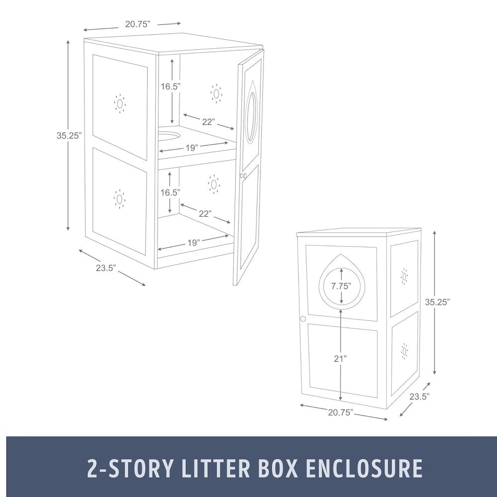 2-Story Cat Litter Box Enclosure Hidden Litter Indoor Cat Furniture Accent Table