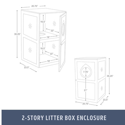 2-Story Cat Litter Box Enclosure Hidden Litter Indoor Cat Furniture Accent Table