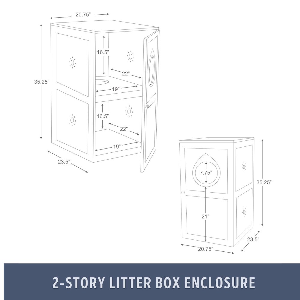 2-Story Cat Litter Box Enclosure Hidden Litter Indoor Cat Furniture Accent Table