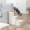 3-Step Foldable Velour Pet Stairs with Storage, Beige