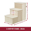 3-Step Foldable Velour Pet Stairs with Storage, Beige