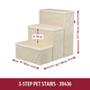 3-Step Foldable Velour Pet Stairs with Storage, Beige