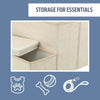 4-Step Foldable Velour Pet Stairs with Storage, Beige