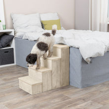4-Step Foldable Velour Pet Stairs with Storage, Beige