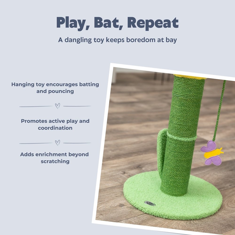 Lillian 22 Inch Jute Cat Scratching Post, Green/Yellow