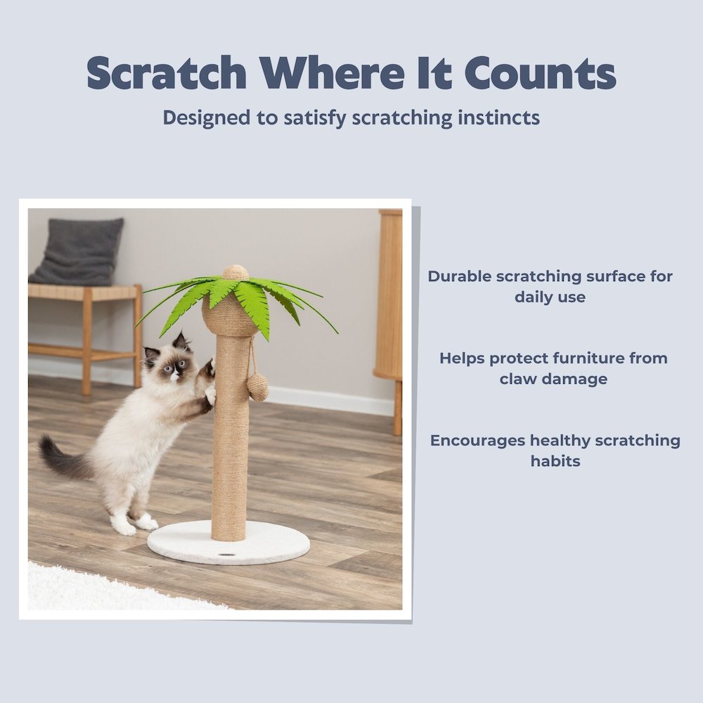 Palmela 25" Jute Scratching Post - Cute Whimsical Cat Palm-Tree