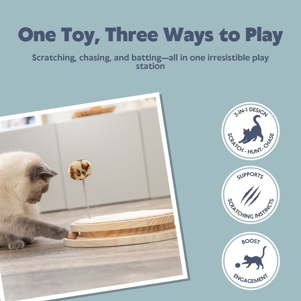 Cat Scratcher with Ball Track & Spring Toy | 3-in-1 Interactive Sisal Scratching