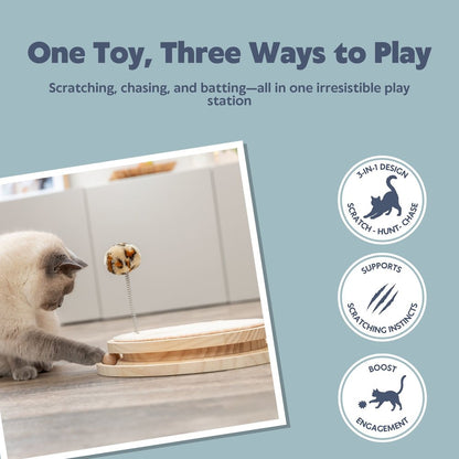Cat Scratcher with Ball Track & Spring Toy | 3-in-1 Interactive Sisal Scratching