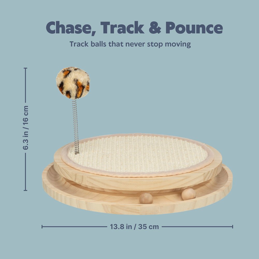 Cat Scratcher with Ball Track & Spring Toy | 3-in-1 Interactive Sisal Scratching