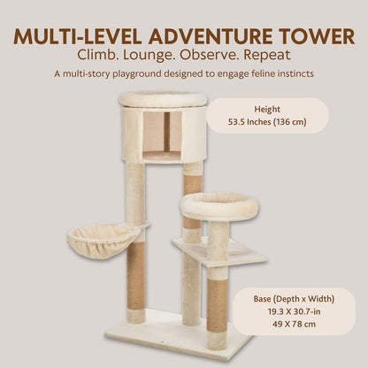 Aidan 53" Cat Tree - Multi-Level Cat Tower with Scratching Posts