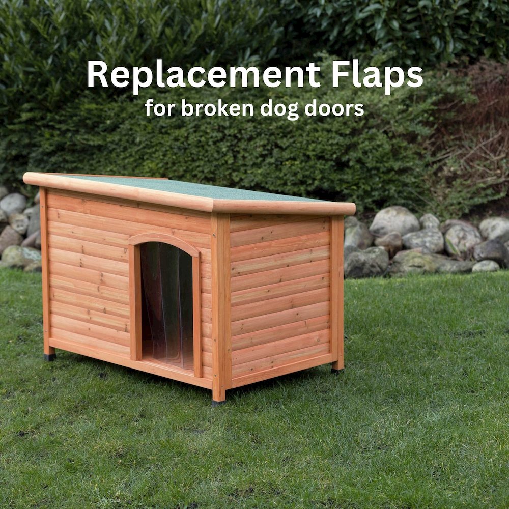 natura 15 x 18.1" Vinyl Door Flaps for Wooden Outdoor Dog Houses, Clear Plastic