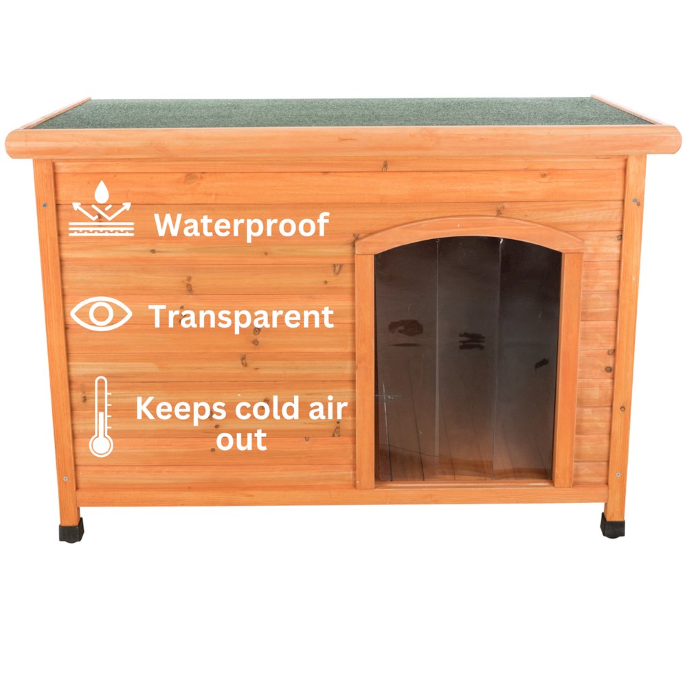 natura 15 x 18.1" Vinyl Door Flaps for Wooden Outdoor Dog Houses, Clear Plastic