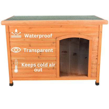 natura 15 x 18.1" Vinyl Door Flaps for Wooden Outdoor Dog Houses, Clear Plastic