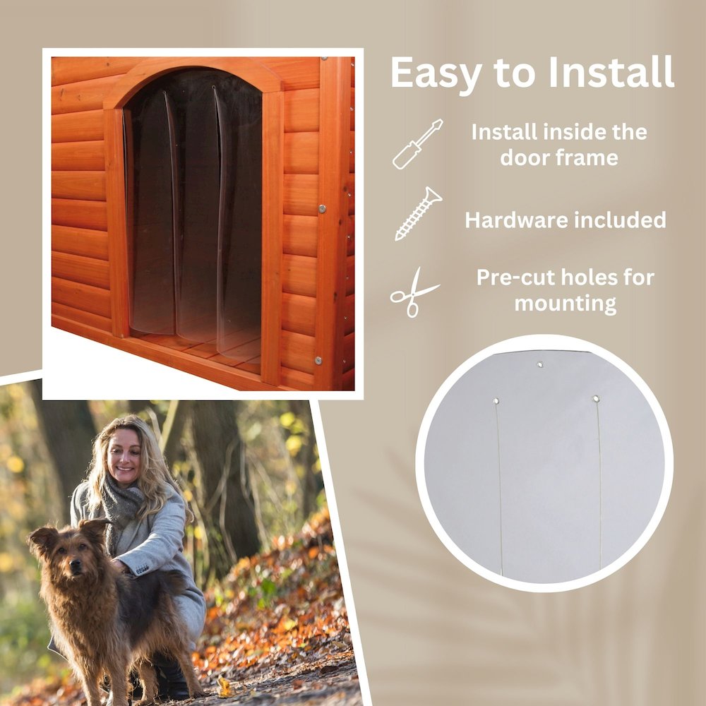 natura 15 x 18.1" Vinyl Door Flaps for Wooden Outdoor Dog Houses, Clear Plastic