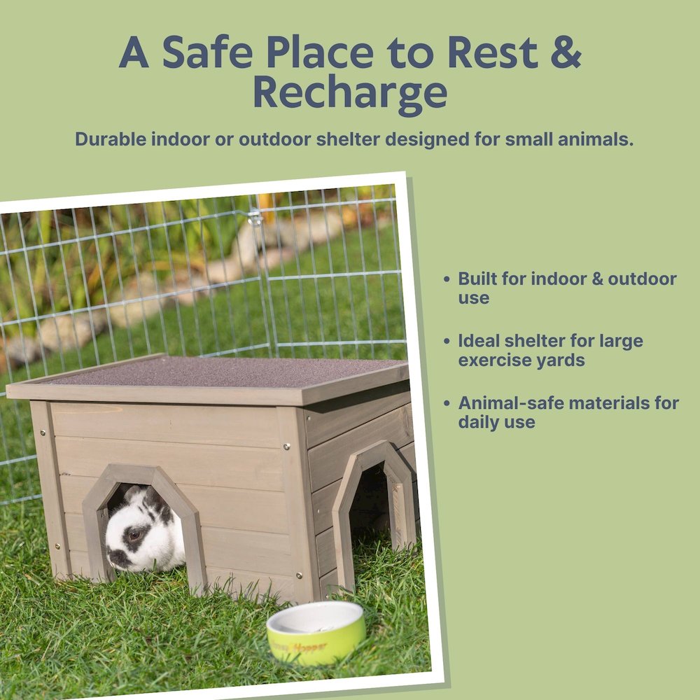 Wooden Small Animal Hideaway for Large Exercise Yards for Rabbits & Guinea Pigs