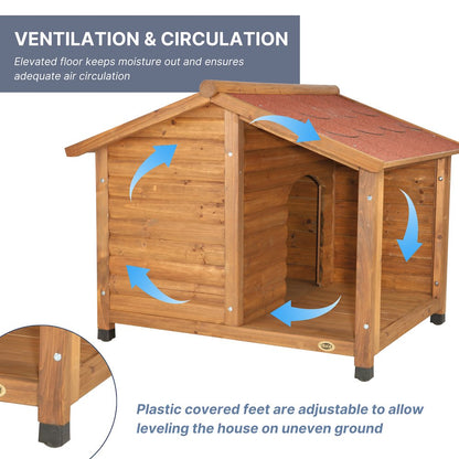 natura Lodge Elevated Weatherproof Wooden Small Outdoor Dog House