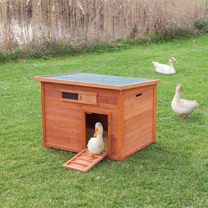 natura Weatherproof Wooden Outdoor Duck Coop with Pull-Out Tub, Brown