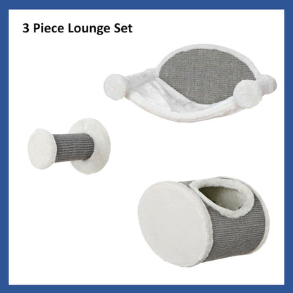 Liam Multi-Level Wall Mounted Cat Perch-Lounge Set, Gray