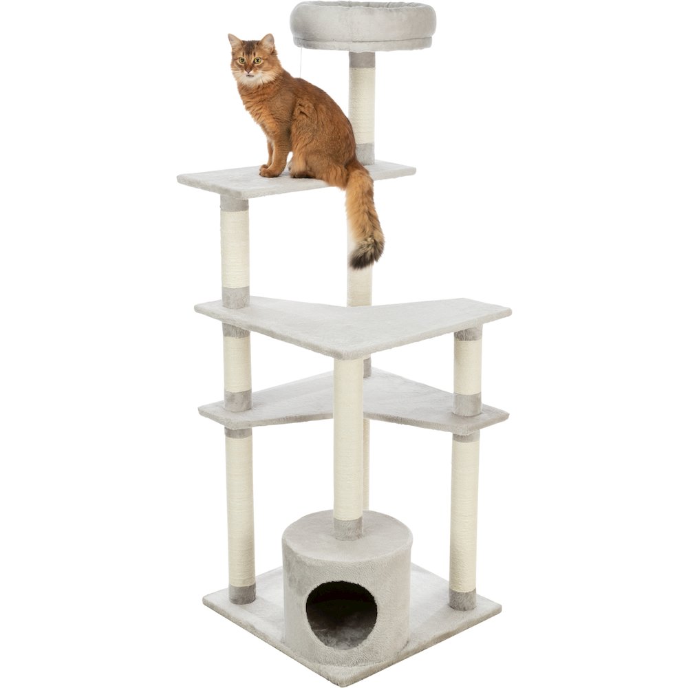 Seli Plush 4-Level 59" Cat Tree with Sisal Scratching Posts, Condo & Cat Toy